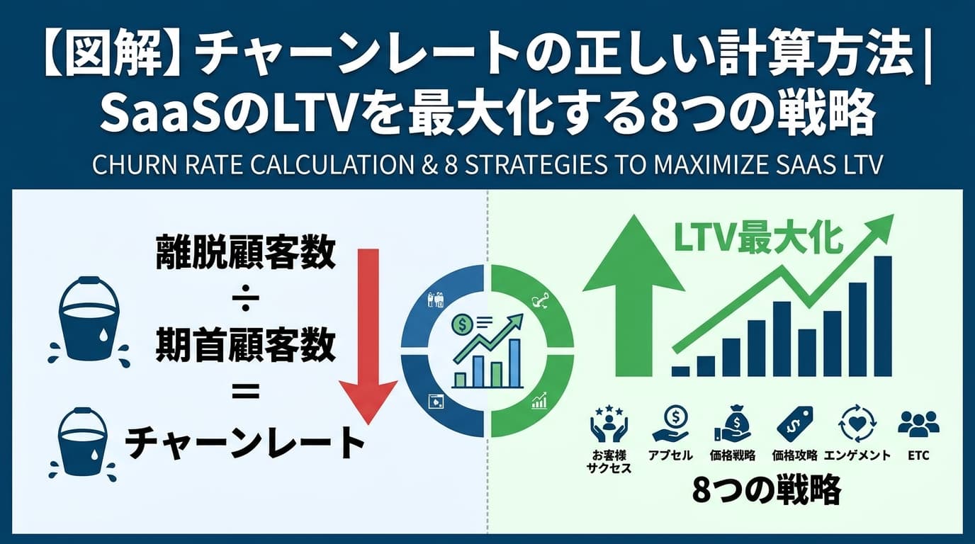【LTV最大化】解約率の正しい計算方法とSaaSのLTV計算式|業界平均と感度分析