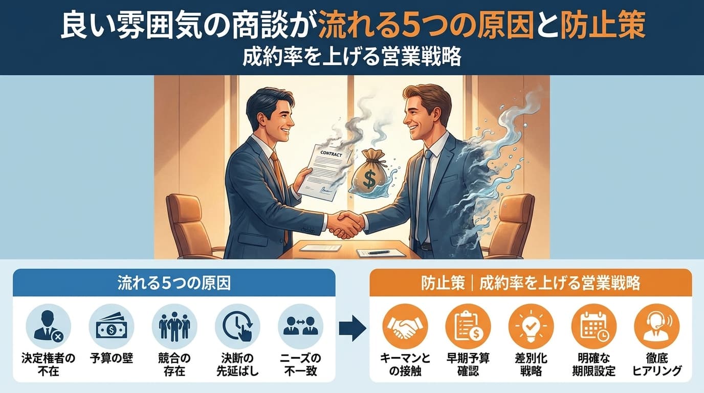 良い雰囲気の商談が流れる5つの原因と防止策|成約率を上げる営業戦略