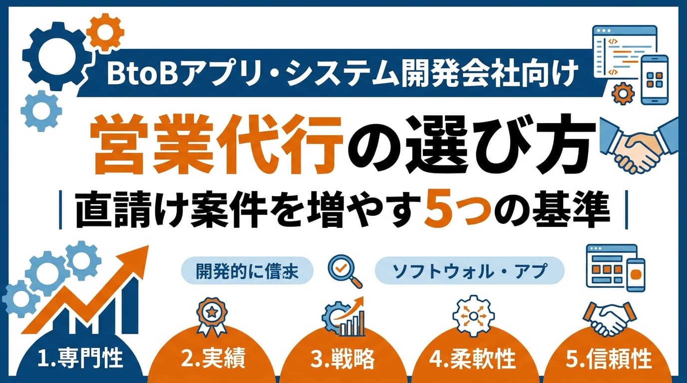 BtoBアプリ・システム開発会社向け営業代行の選び方|直請け案件を増やす5つの基準