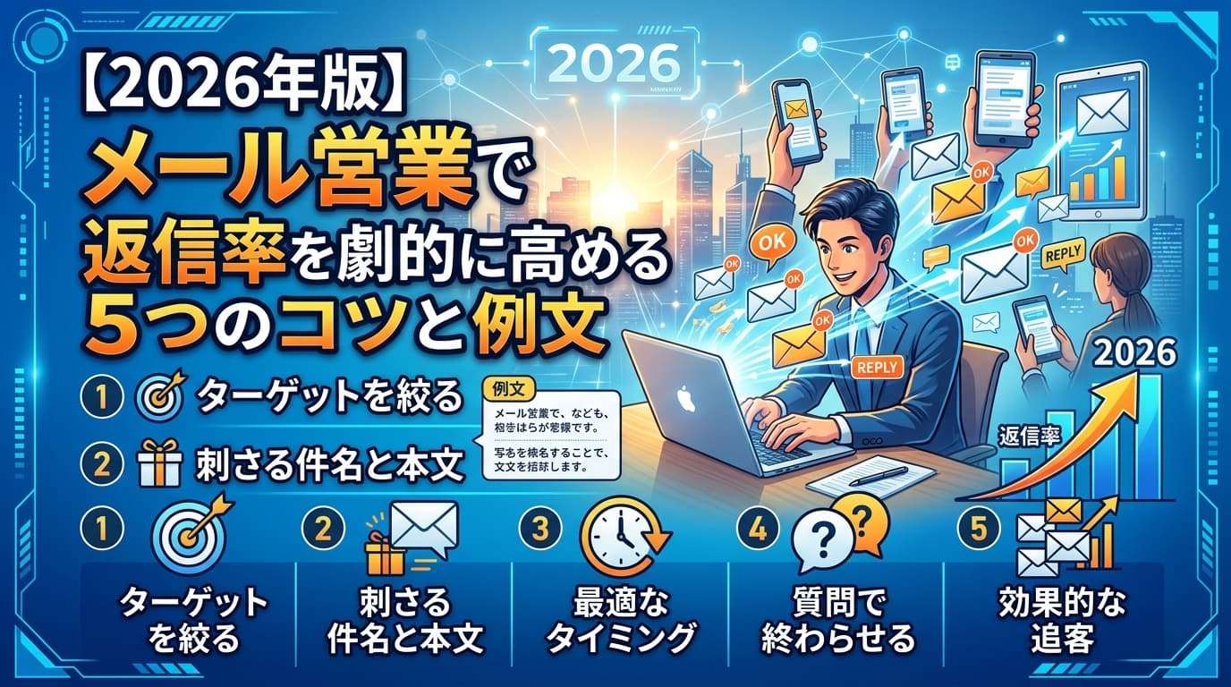 【2026年版】メール営業でアポ率UP!返信率を劇的に高める5つのコツと例文