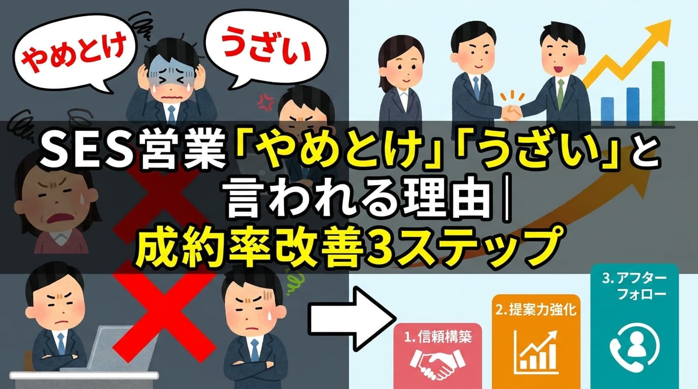 【SES営業】「やめとけ」「うざい」と言われる理由|成約率改善3ステップ