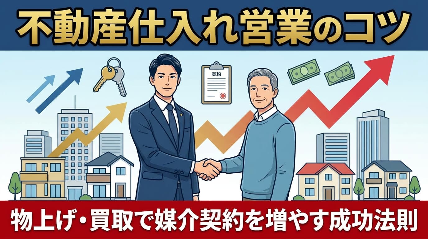 不動産仕入れ営業のコツ|物上げ・買取で媒介契約を増やす3つの法則【2026年版】