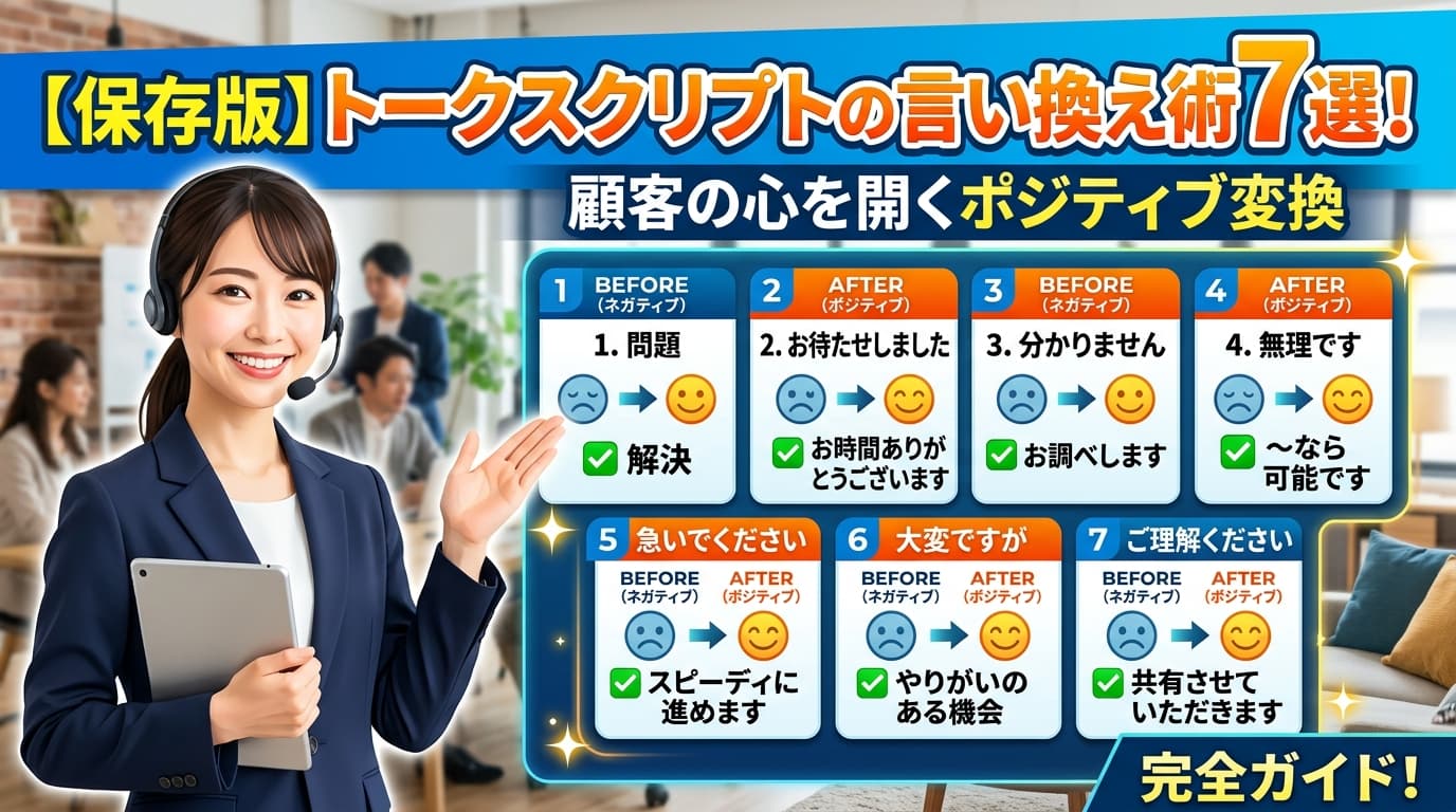 【保存版】トークスクリプトの言い換え術7選!顧客の心を開くポジティブ変換