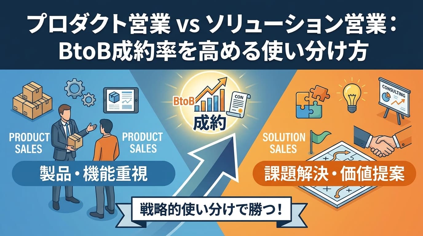 プロダクト営業とソリューション営業の違いとは?BtoB成約率を高める使い分け方
