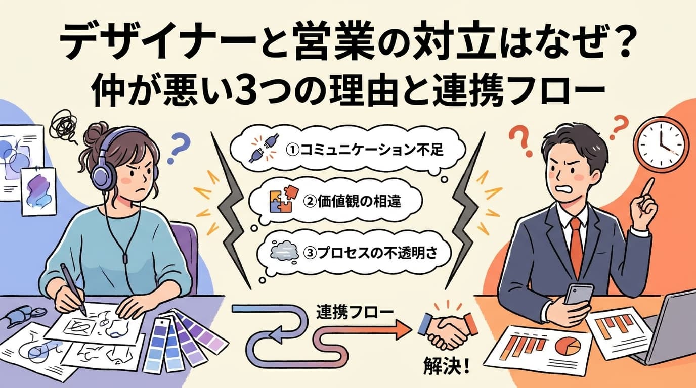 デザイナーと営業の対立はなぜ起こる?仲が悪い3つの理由と生産性を上げる連携フロー