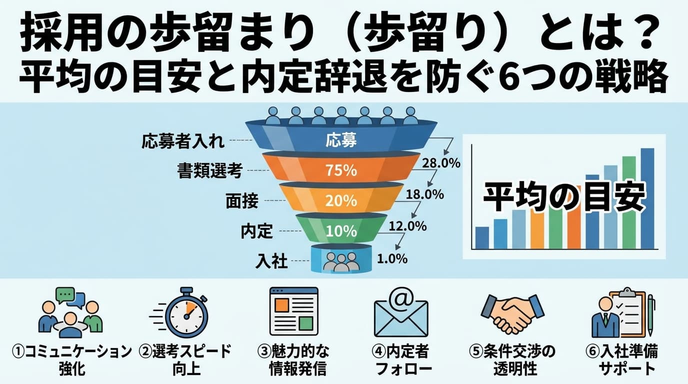 歩留り 採用とは?平均の目安と内定辞退を防ぐ6つの改善戦略