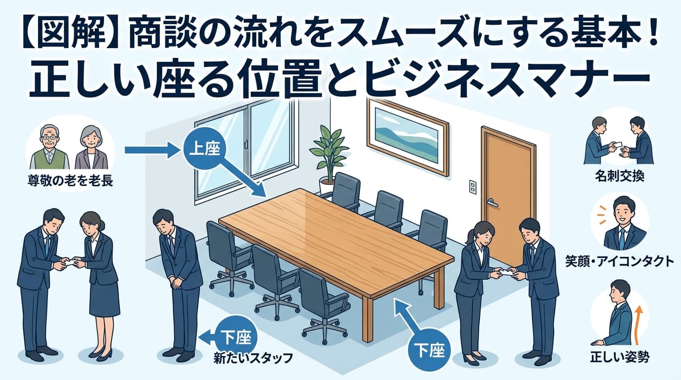 【図解】商談の流れをスムーズにする基本!正しい座る位置とビジネスマナー
