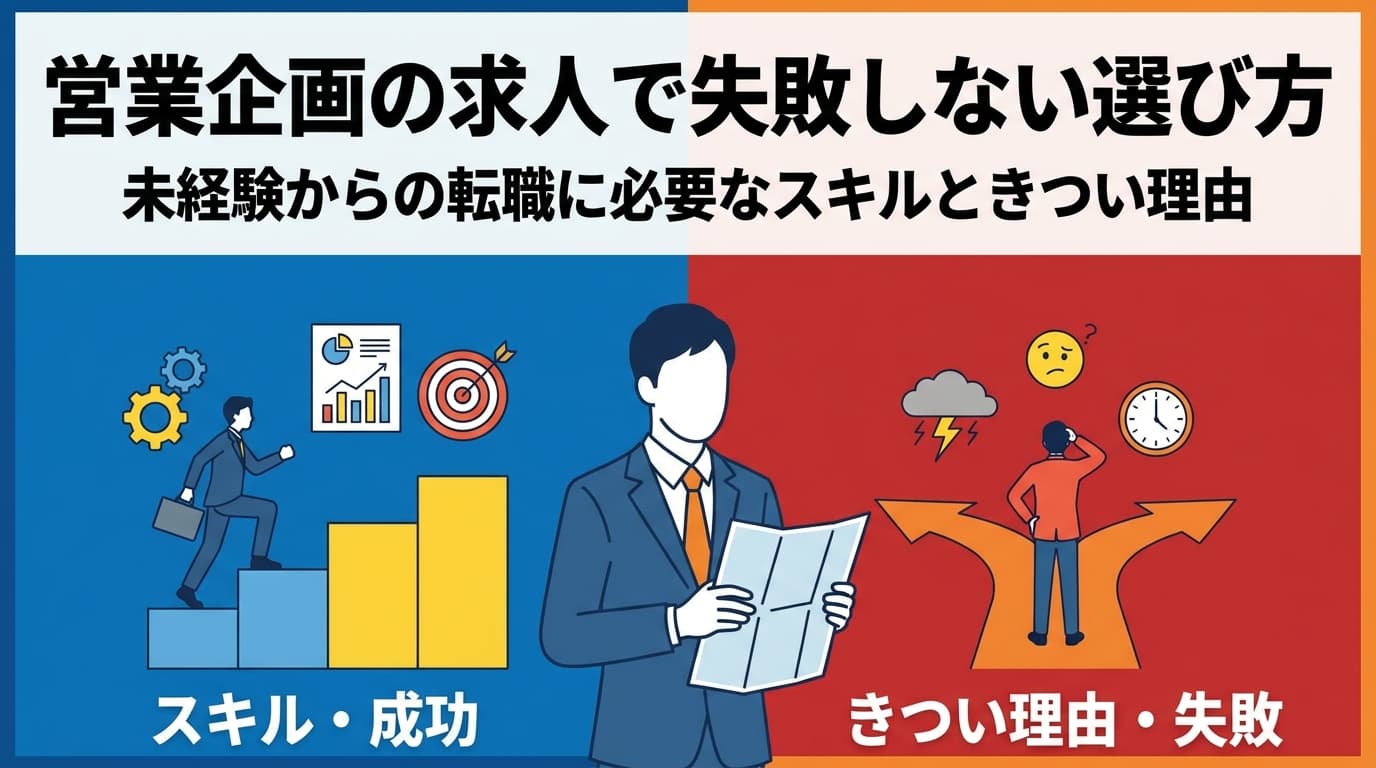 営業企画の求人・転職で失敗しない選び方|未経験に必要なスキルときつい理由