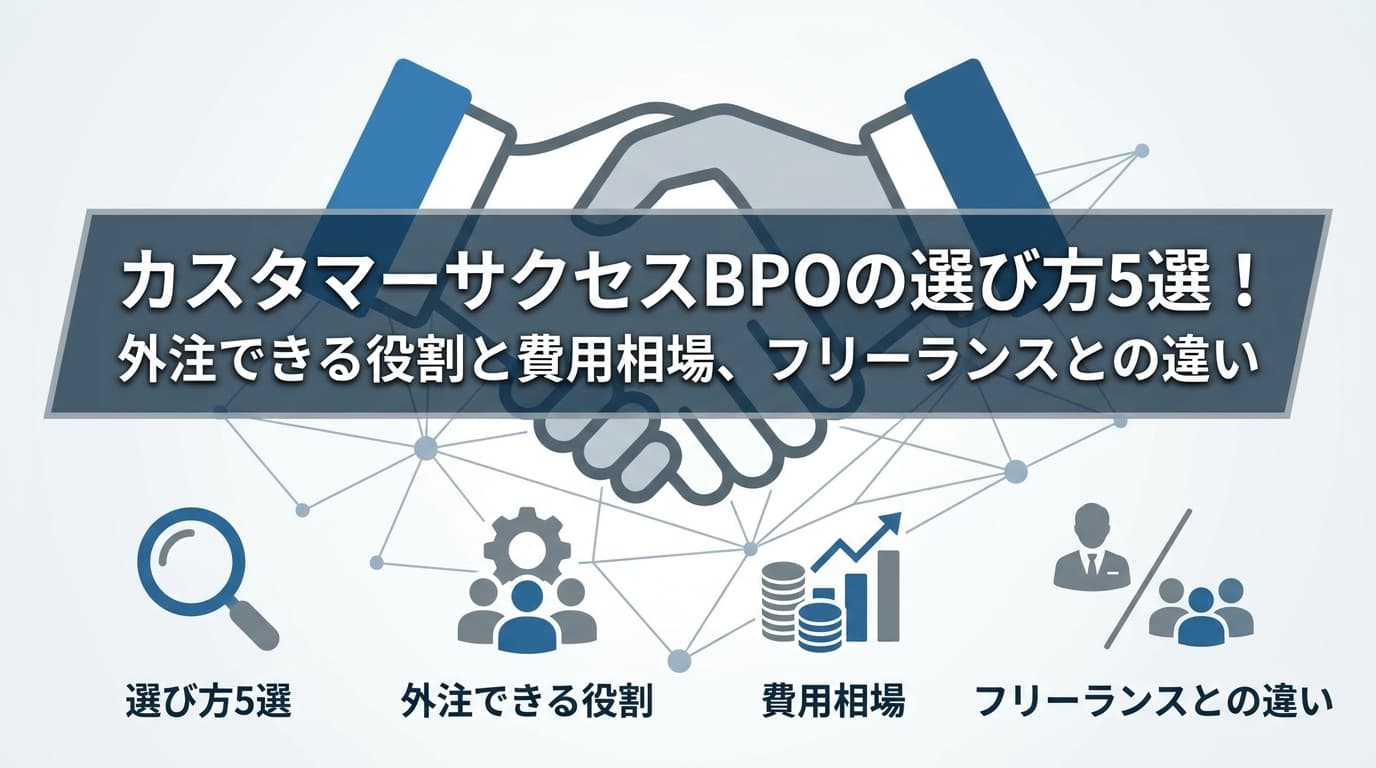 カスタマーサクセスBPOの選び方5選!外注できる役割と費用相場、フリーランスとの違い