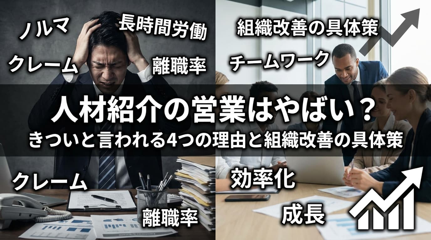 人材紹介の営業はやばい?きついと言われる4つの理由と組織改善の具体策